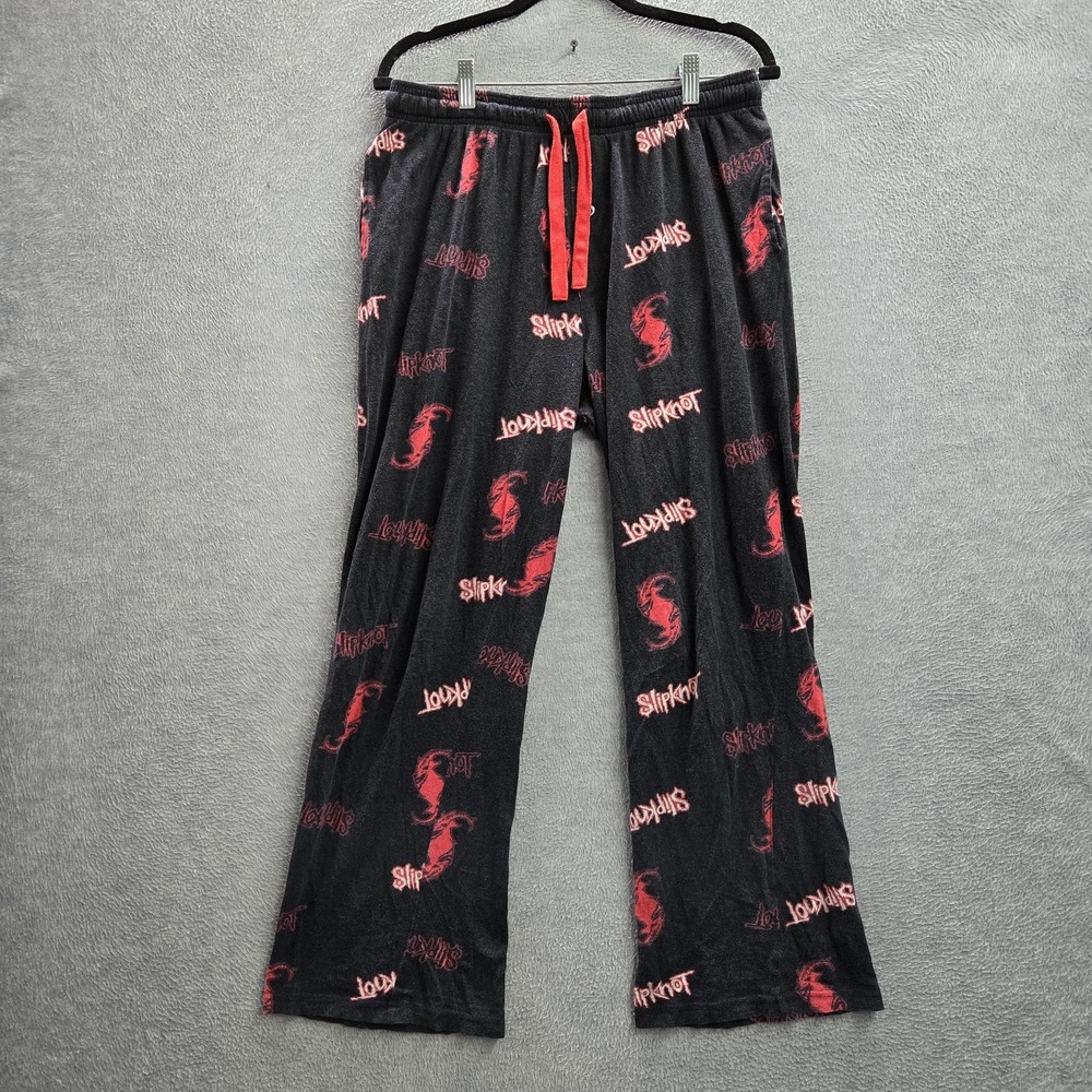 Slipknot Men Sleepwear S Black Pants Graphic Band Logo Pajama Pants 29"